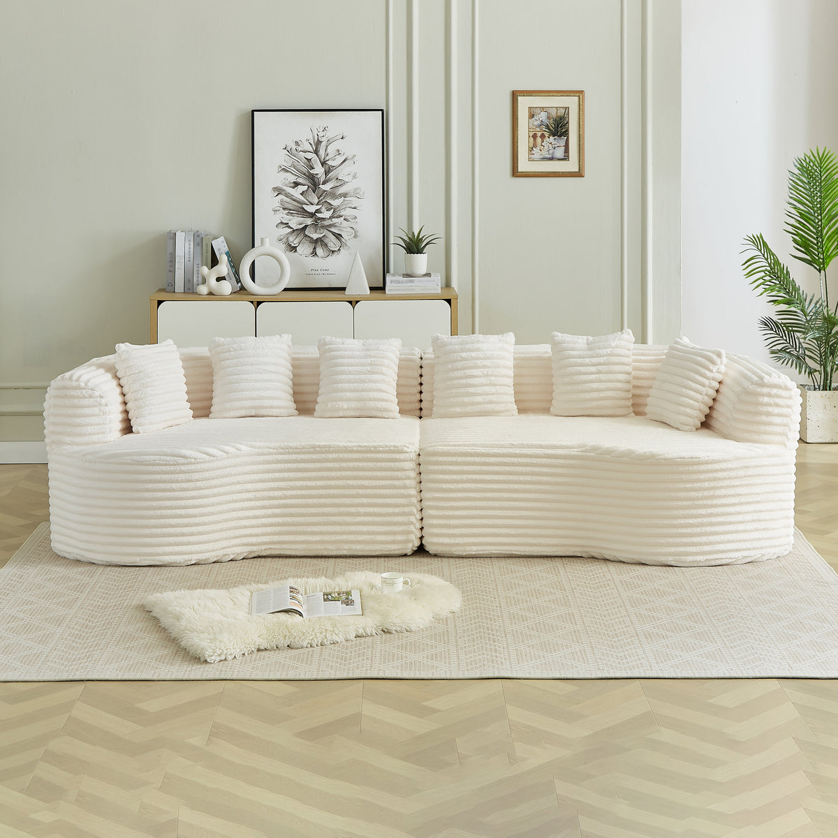 Curved Sectional Sofa - 111.5-Inch Oversized Modern Design