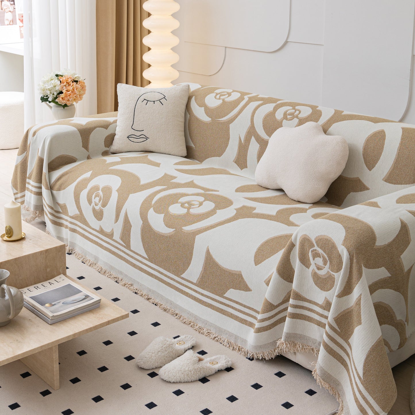 Chenille Sofa Cover Blanket, Couch Cover Blanket Throws for Couches Living Room Furniture Throw Covers