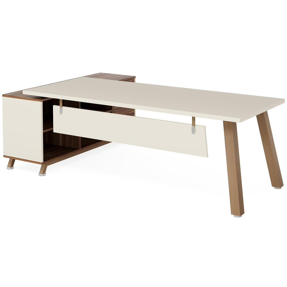 78.7" L-Shaped Executive Desk with 55" File Cabinet