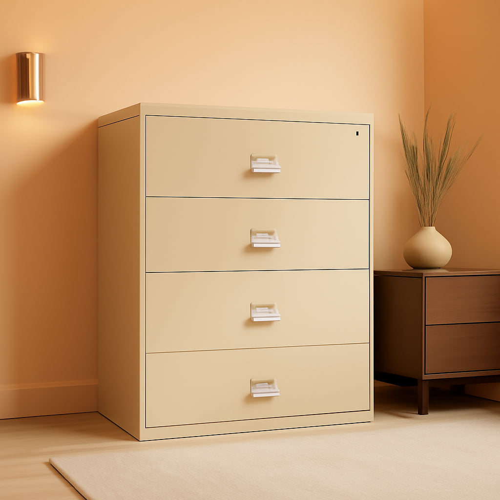 Lateral 4 Drawer Fire Safe File Cabinet With Key Lock 1 Hour Fire Rated
