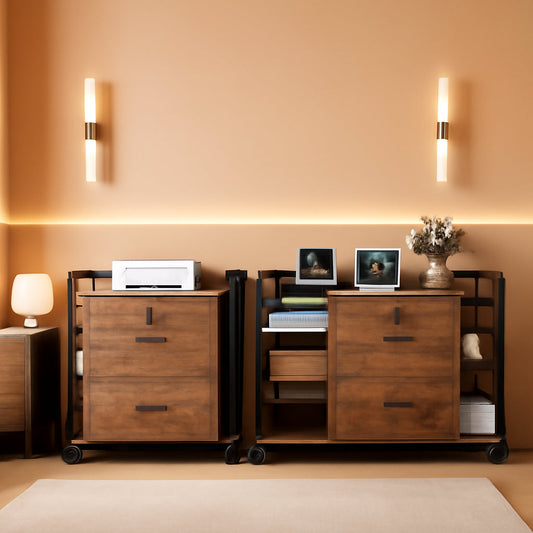Brown Filing Cabinet With Lockable Drawers For Office