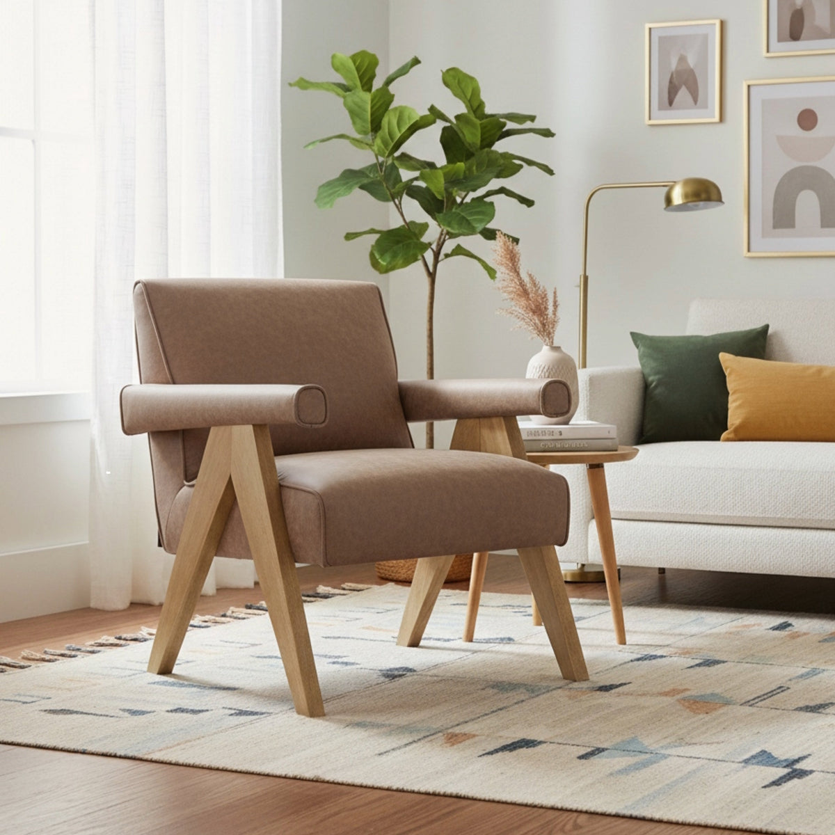 Nessi Modern Faux Leather Arm Chair