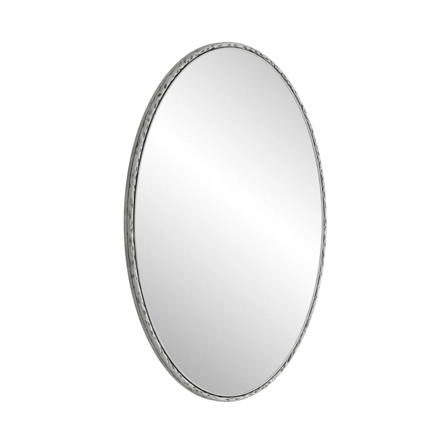 Iron Art Oval Retro Mirror with Antique Effect in Silver