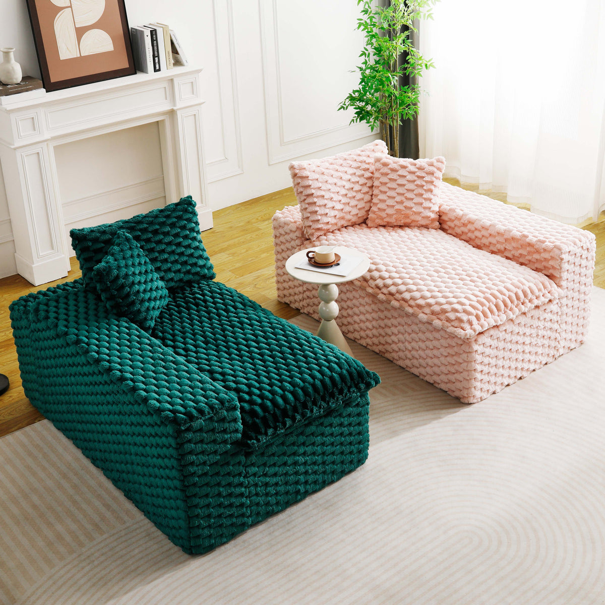 Luxury Color-Block Turtle Velvet Multifunctional Sofa