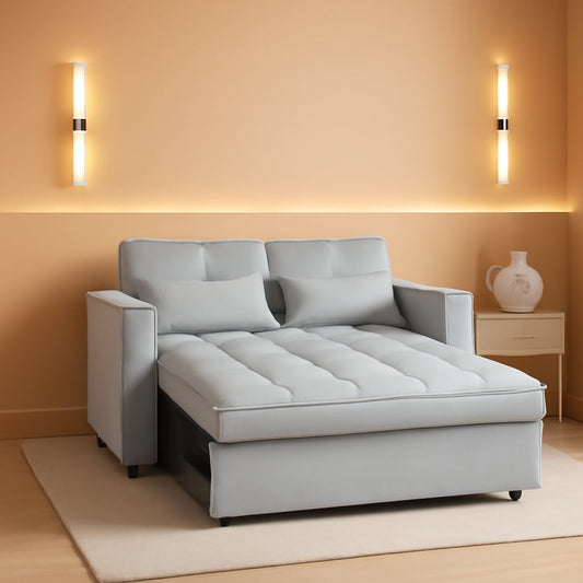 Sofa Bed With Hidden Table Velvet Fabric For Small Spaces