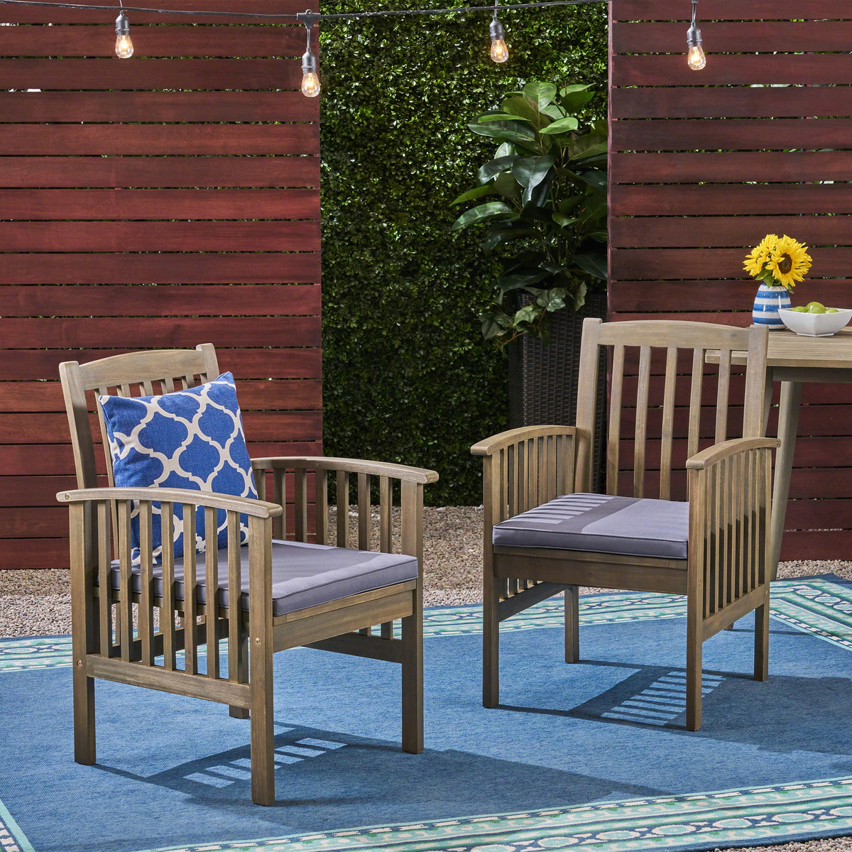 Casa Acacia Dining Chair, 2-Piece Set with Cushions