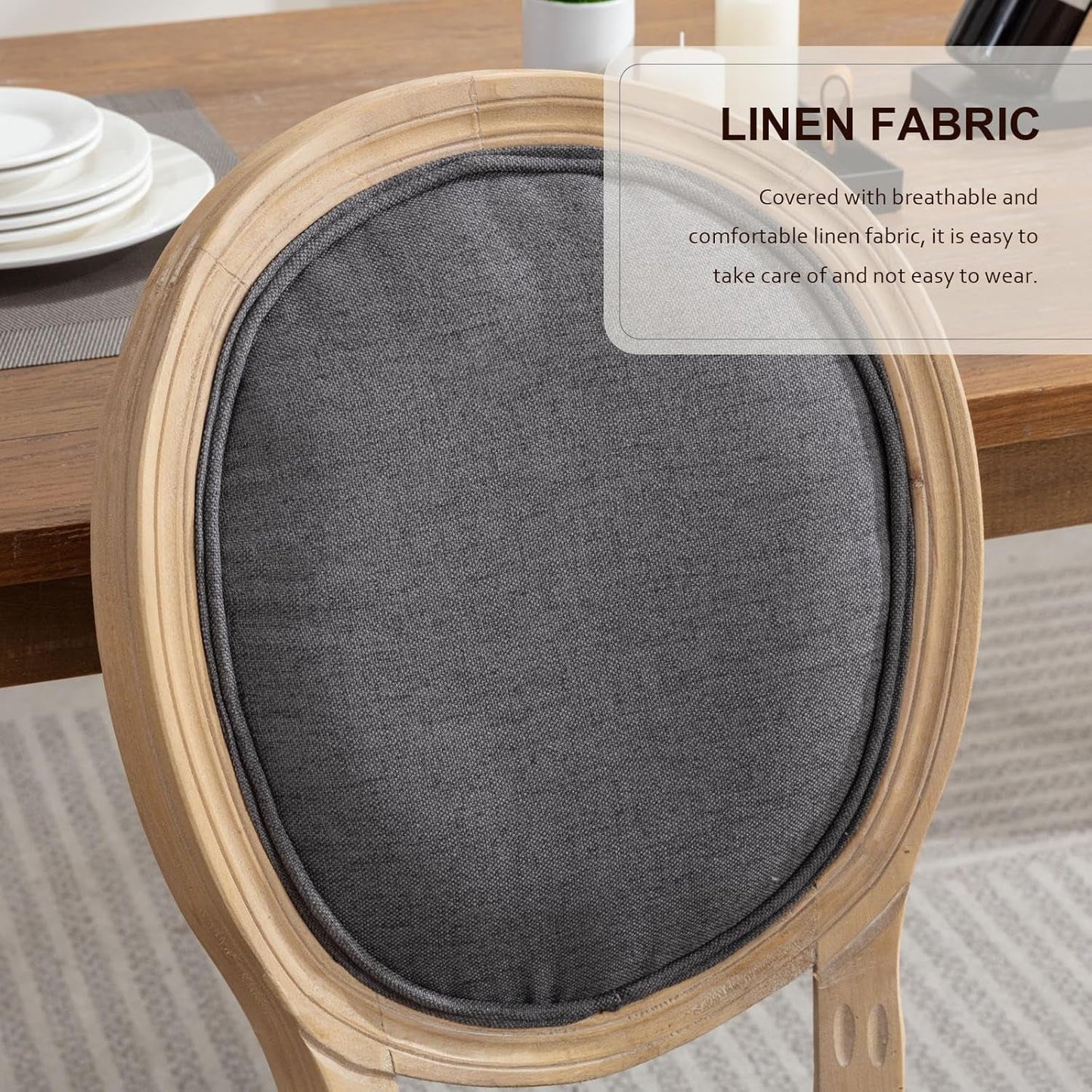 Upholstered Dining Chairs Set Of 6 Grey Fabric Oval Back