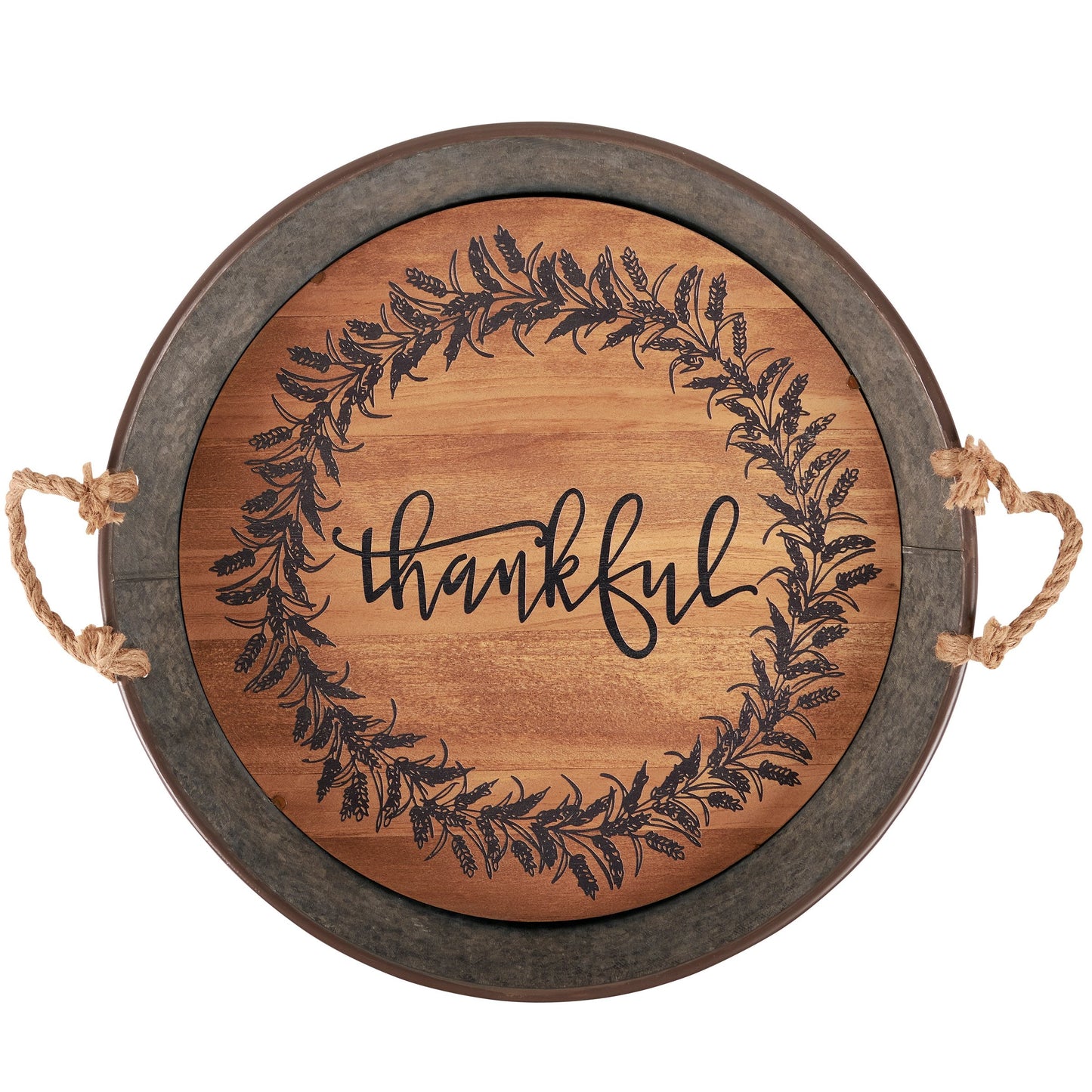 Thankful Galvanized Metal Tray