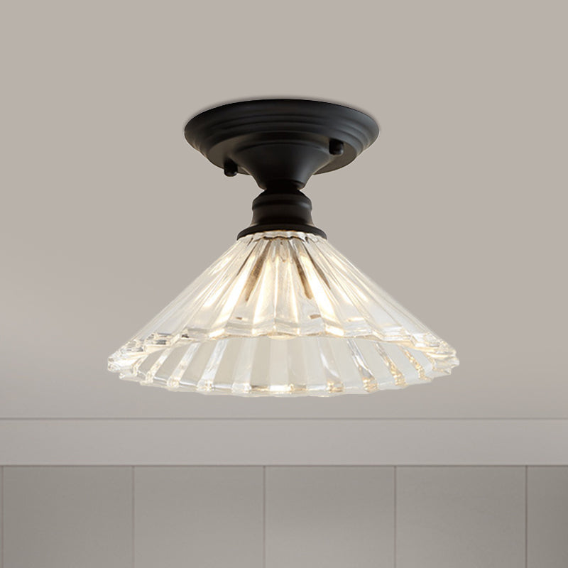 Ximena Industrial Wavy Glass Semi-Flush Mount Light