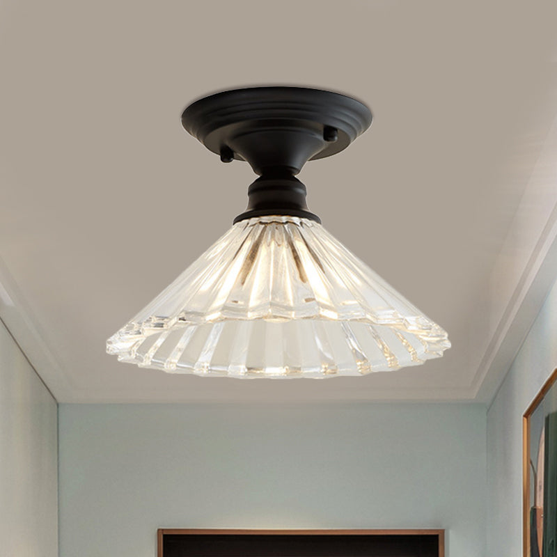 Ximena Industrial Wavy Glass Semi-Flush Mount Light