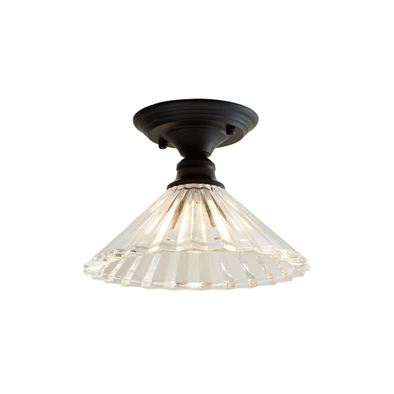 Ximena Industrial Wavy Glass Semi-Flush Mount Light