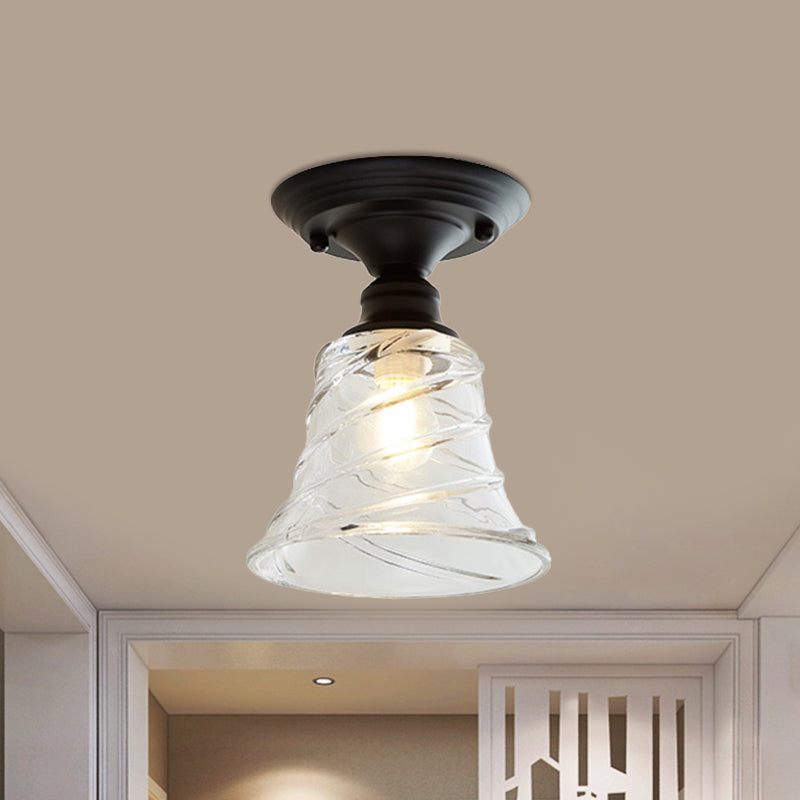 Ximena Industrial Wavy Glass Semi-Flush Mount Light