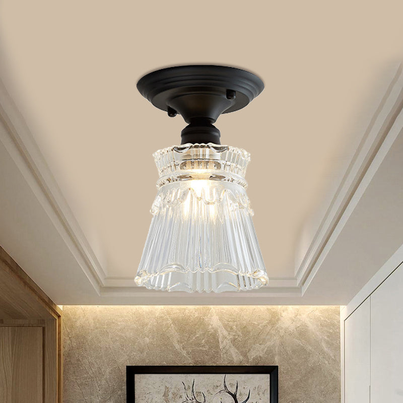 Ximena Industrial Wavy Glass Semi-Flush Mount Light