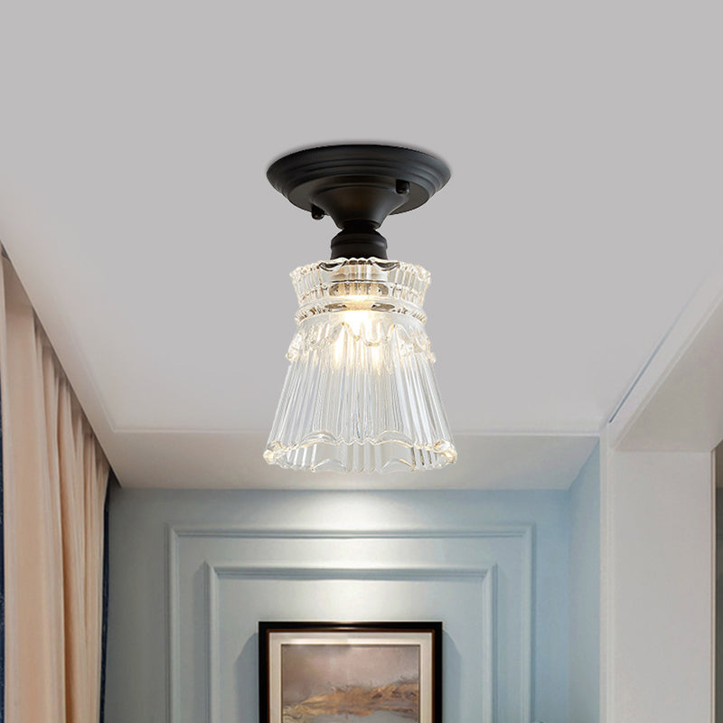 Ximena Industrial Wavy Glass Semi-Flush Mount Light