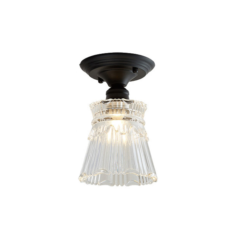 Ximena Industrial Wavy Glass Semi-Flush Mount Light