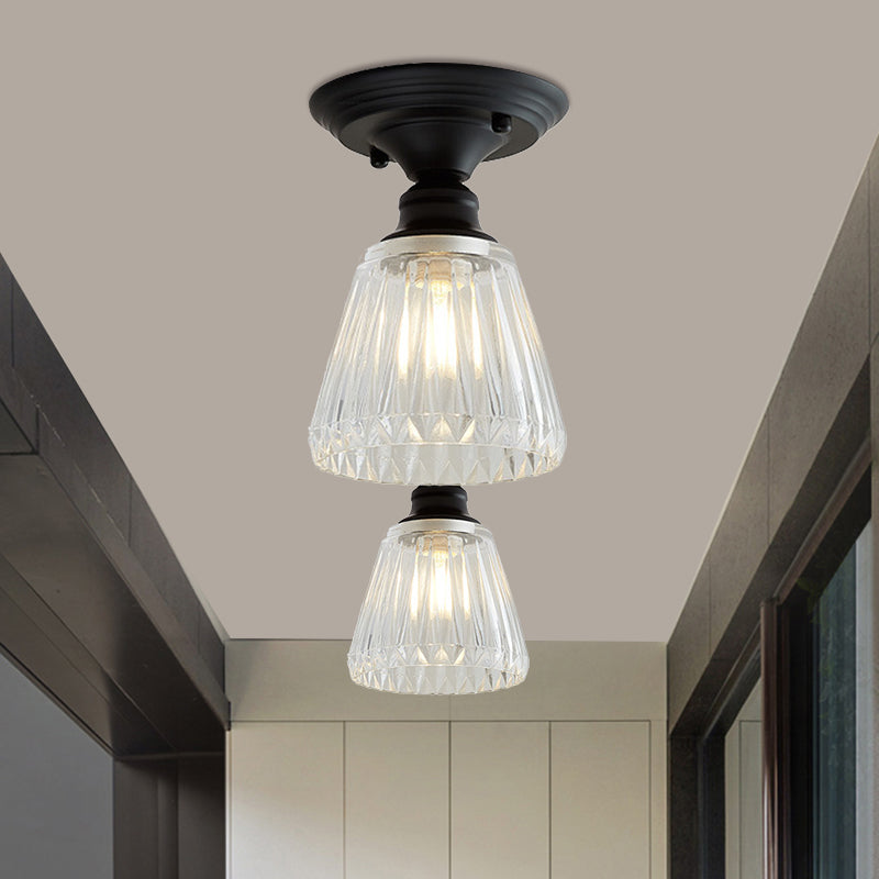 Ximena Industrial Wavy Glass Semi-Flush Mount Light
