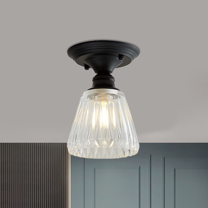 Ximena Industrial Wavy Glass Semi-Flush Mount Light