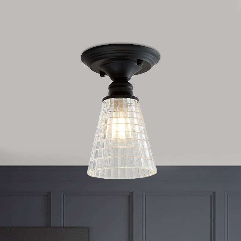 Ximena Industrial Wavy Glass Semi-Flush Mount Light