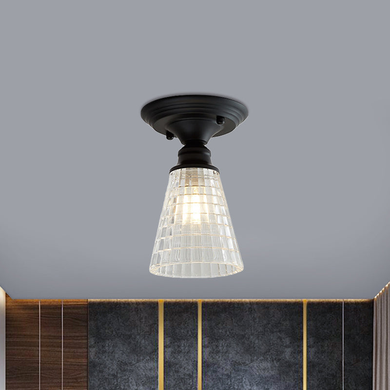 Ximena Industrial Wavy Glass Semi-Flush Mount Light