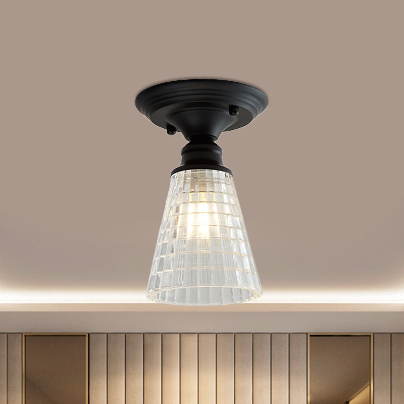 Ximena Industrial Wavy Glass Semi-Flush Mount Light