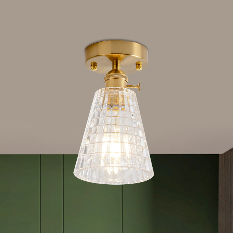 Industrial Chic Meets Modern Versatility: The Clear Glass Single-Light Gold Ceiling Light