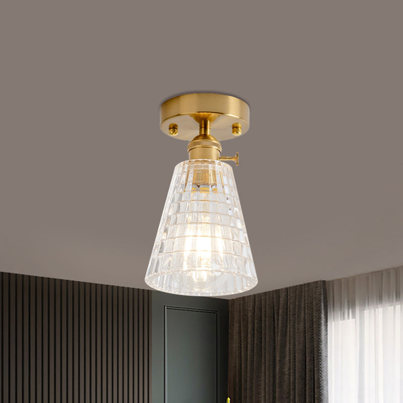 Industrial Chic Meets Modern Versatility: The Clear Glass Single-Light Gold Ceiling Light