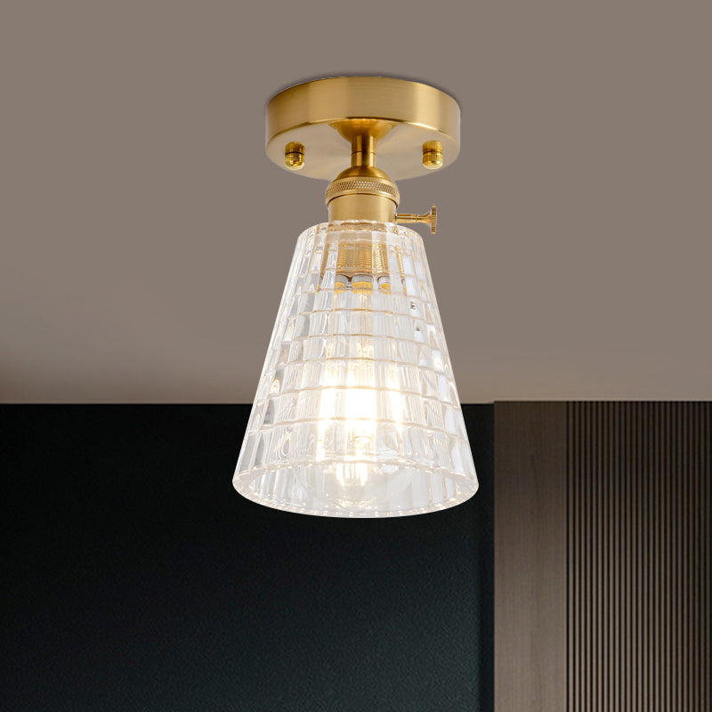 Industrial Chic Meets Modern Versatility: The Clear Glass Single-Light Gold Ceiling Light