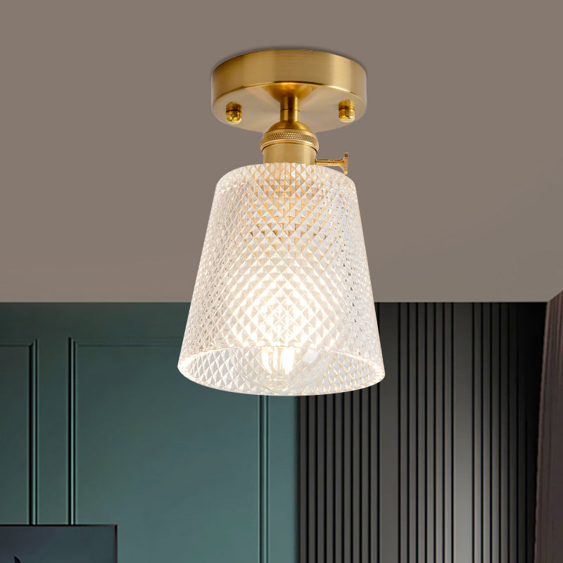 Industrial Chic Meets Modern Versatility: The Clear Glass Single-Light Gold Ceiling Light