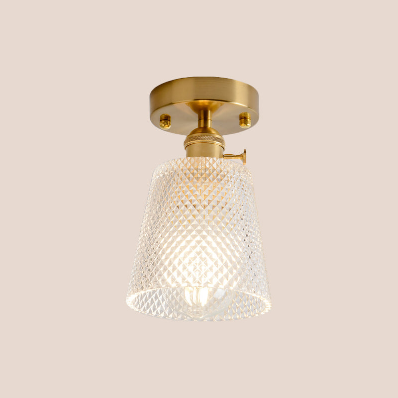 Industrial Chic Meets Modern Versatility: The Clear Glass Single-Light Gold Ceiling Light