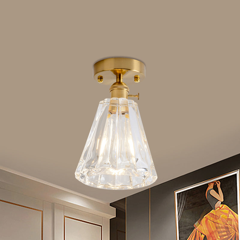 Industrial Chic Meets Modern Versatility: The Clear Glass Single-Light Gold Ceiling Light