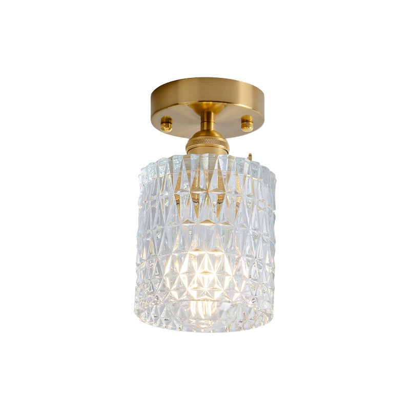 Industrial Chic Meets Modern Versatility: The Clear Glass Single-Light Gold Ceiling Light