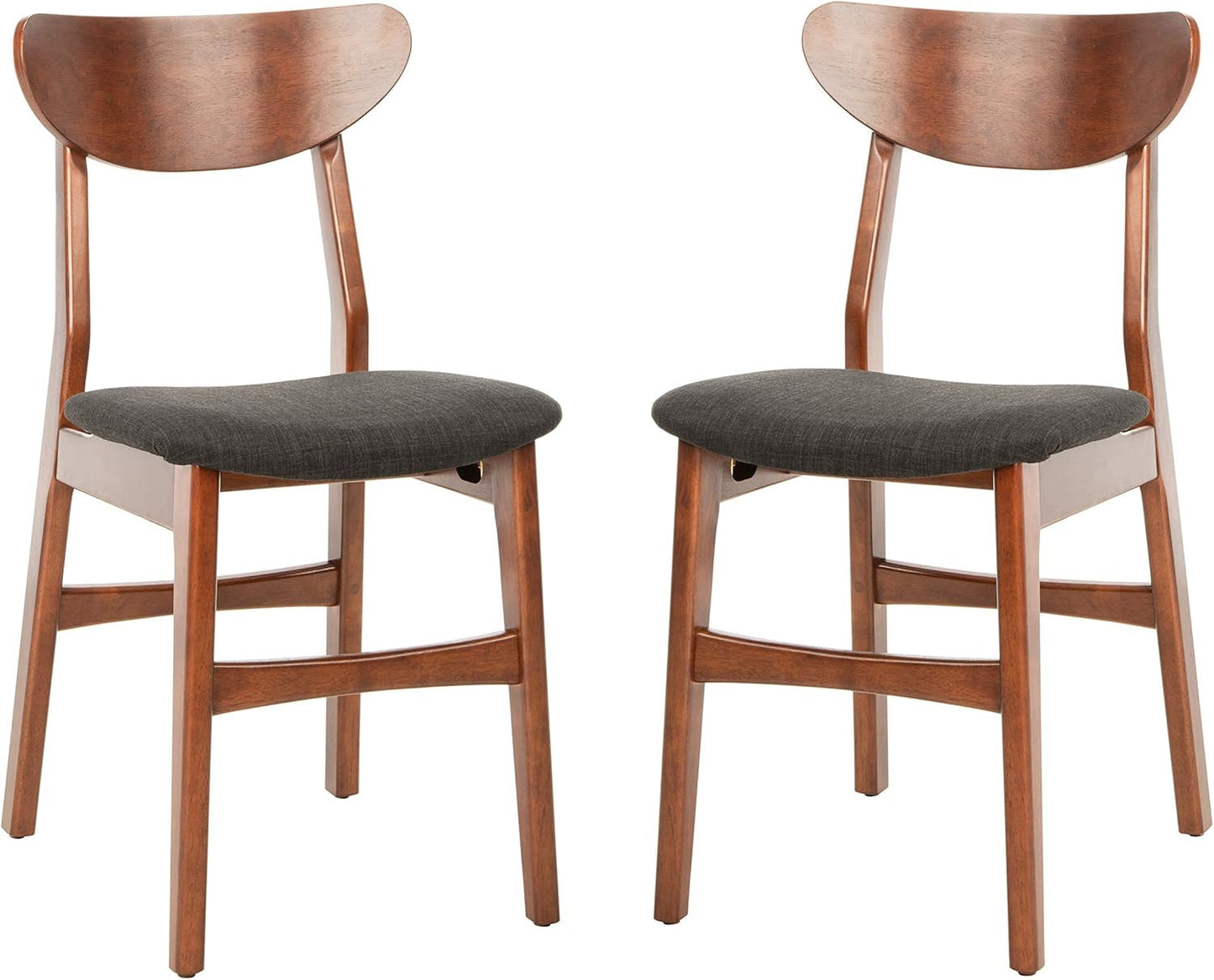 Walnut Finish Dining Chairs With Black Cushions Set Of 2