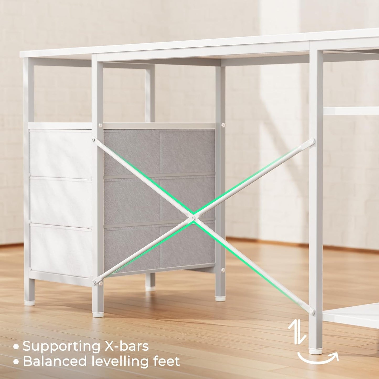 47 Inch L Shaped Desk With Power Outlets For Home Office