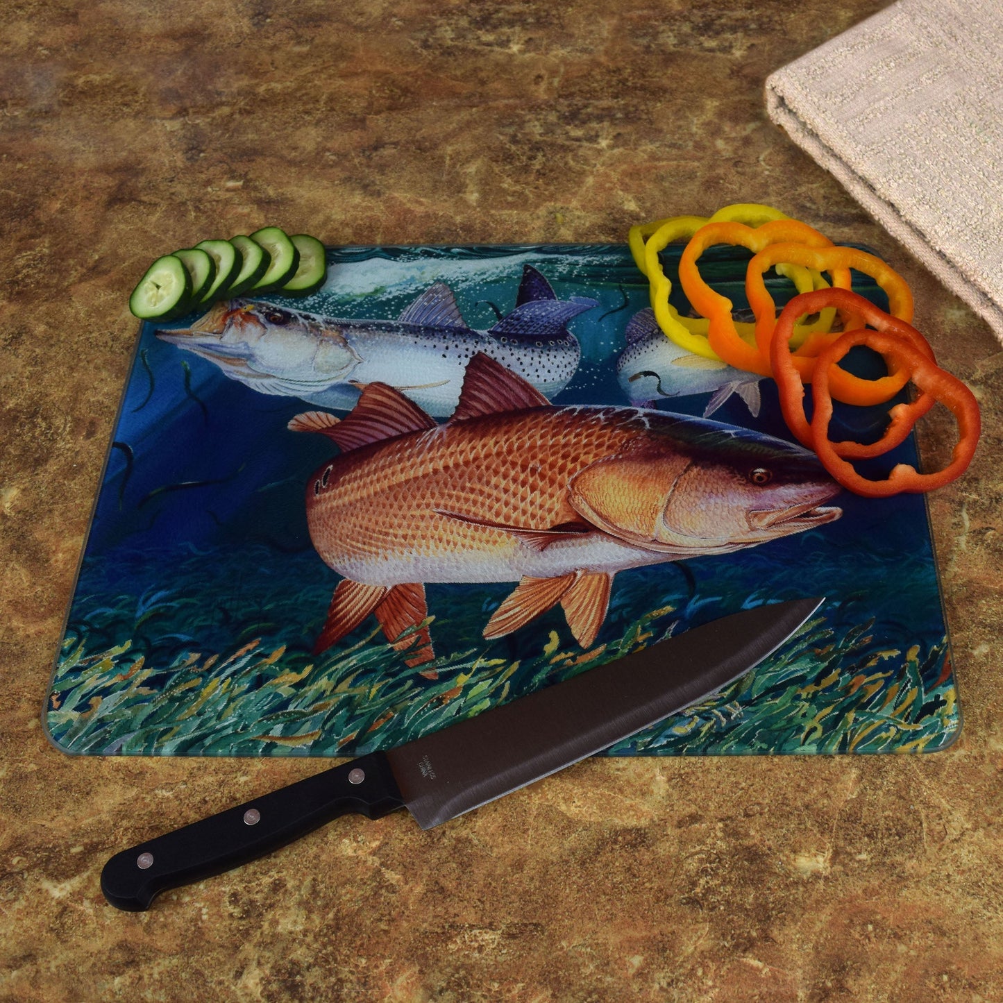 Guy Harvey Cutting Board 12in x 16in-Redfish