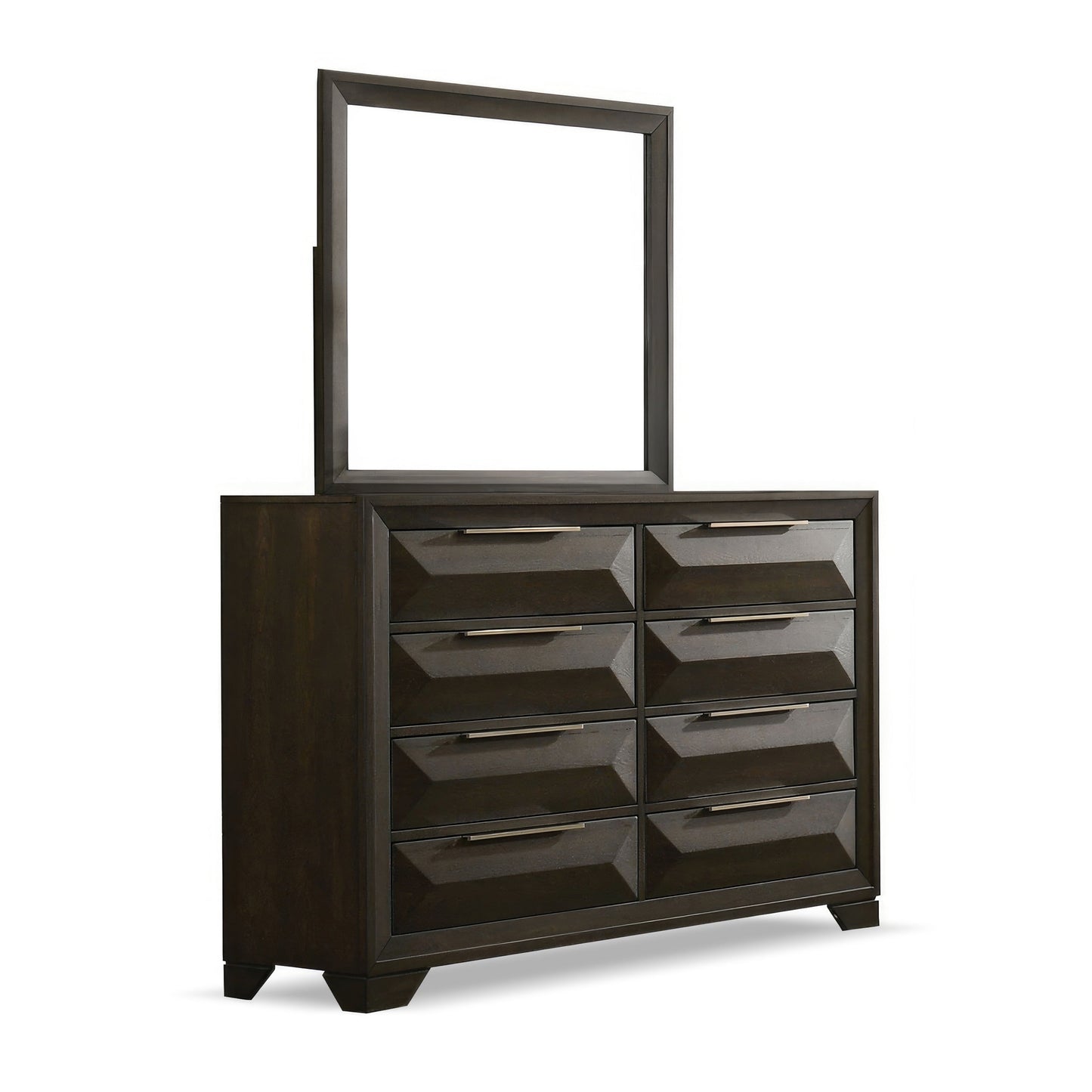 Transitional 1pc Dresser Only with Metal Handles and Beveled Bracket Feet