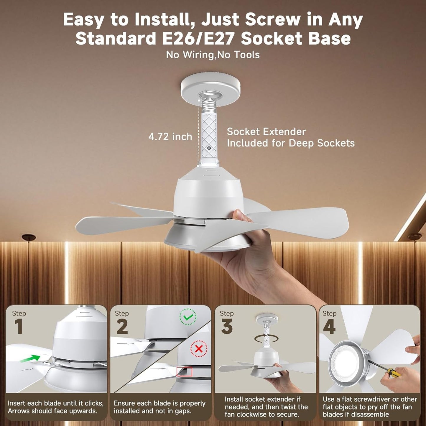 Ceiling Fan With Lights Remote Dimmable LED 3000K 6000K