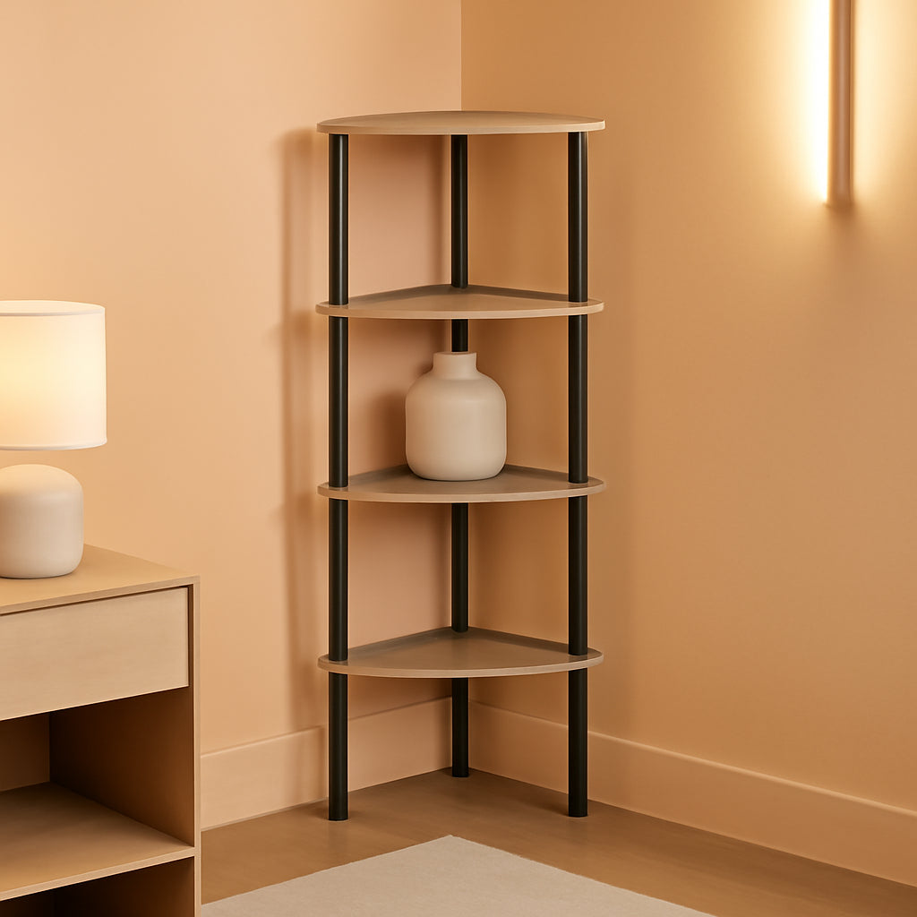 Industrial 5 Tier Corner Shelf Stand With Metal Frame