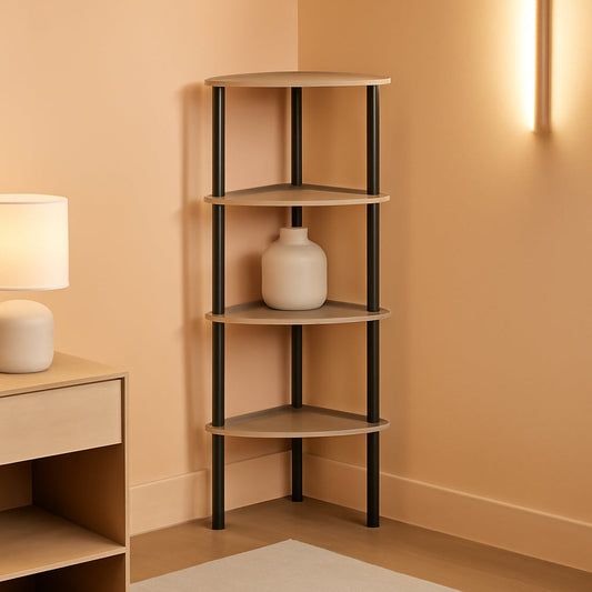 Industrial 5 Tier Corner Shelf Stand With Metal Frame