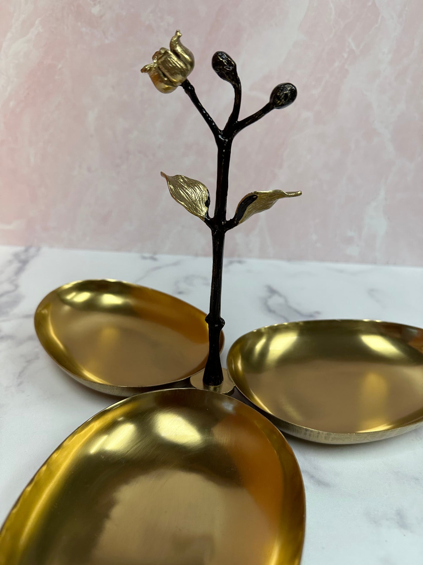 3 Bowl Condiment Server - Vintage Bronze Durable Metal Serving Set