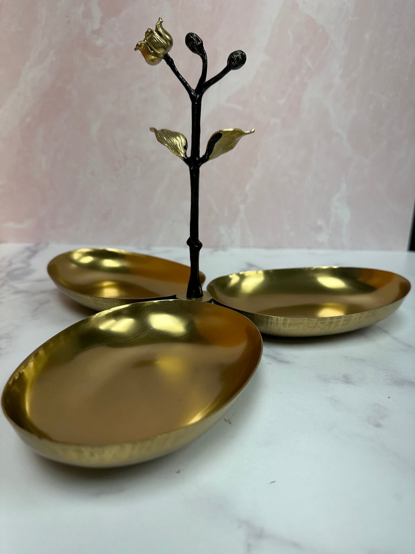 3 Bowl Condiment Server - Vintage Bronze Durable Metal Serving Set