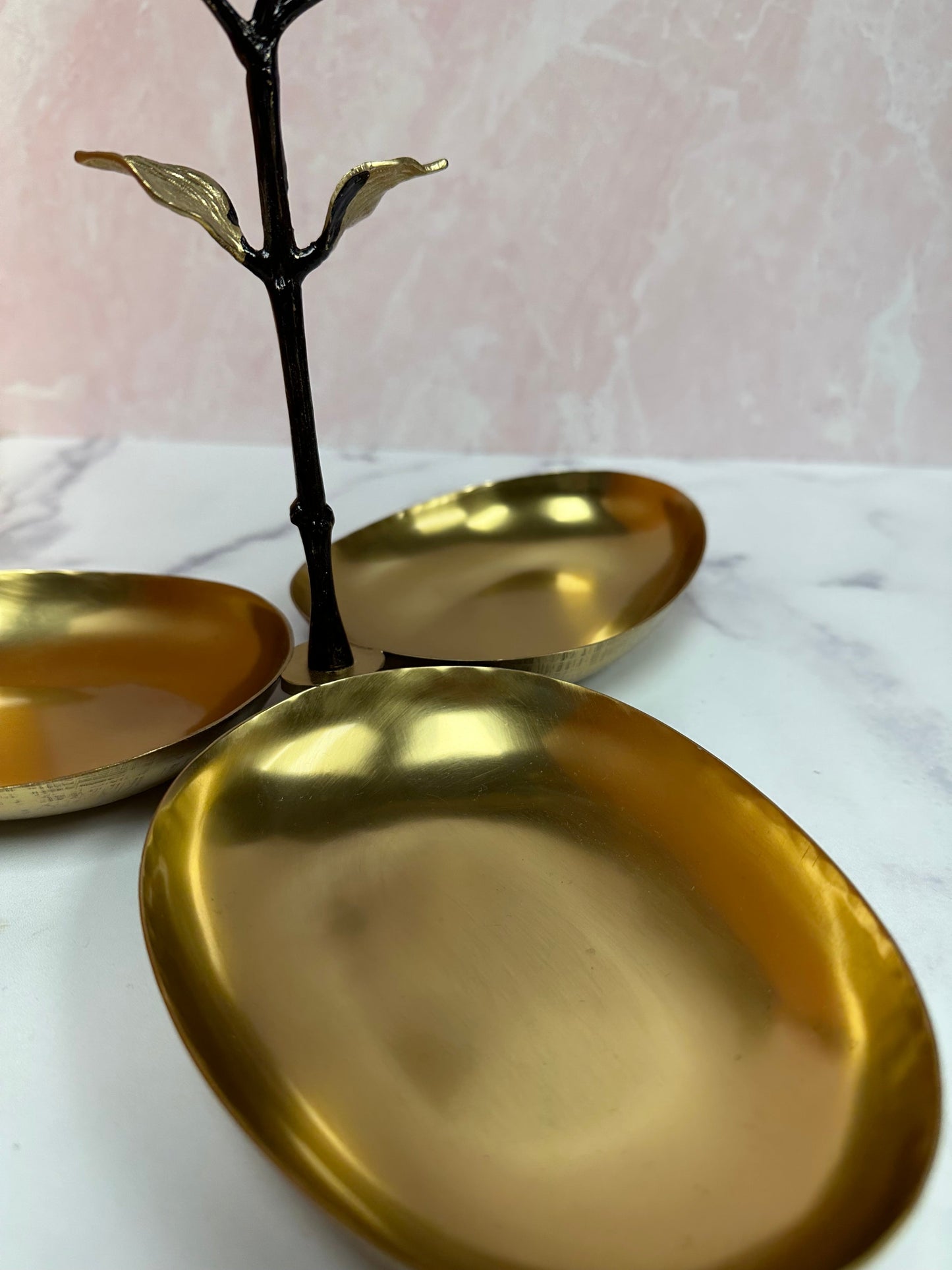 3 Bowl Condiment Server - Vintage Bronze Durable Metal Serving Set