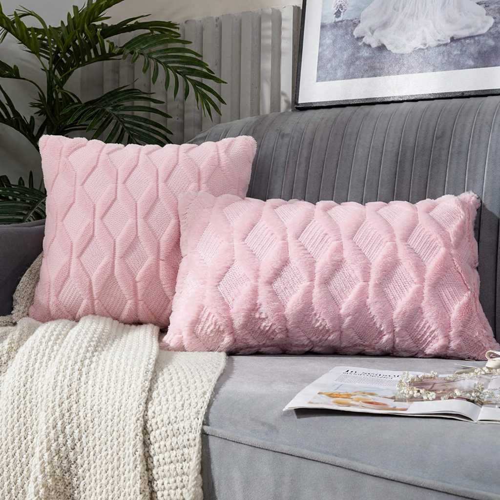 One 18"x18" with a matching color of one 12"x20" Square and rectangle combo set throw pillow covers with inserts