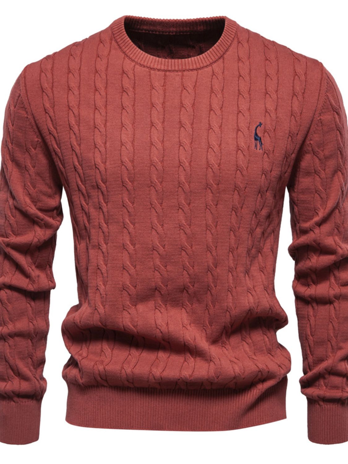 Cable-Knit Round Neck Long Sleeve Sweater