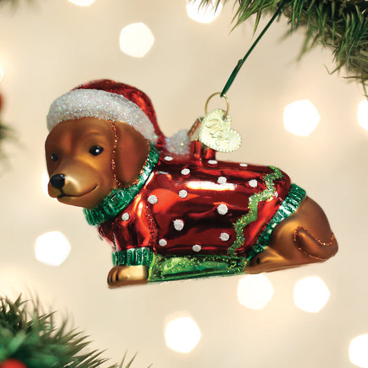 Dashing Dachshund Puppy Ornament