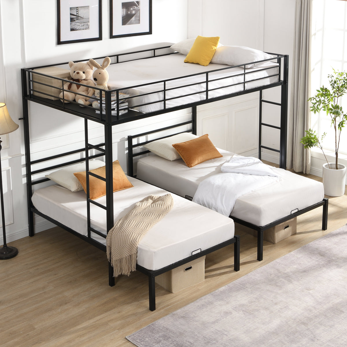 Full Over Twin Over Twin Bunk Bed