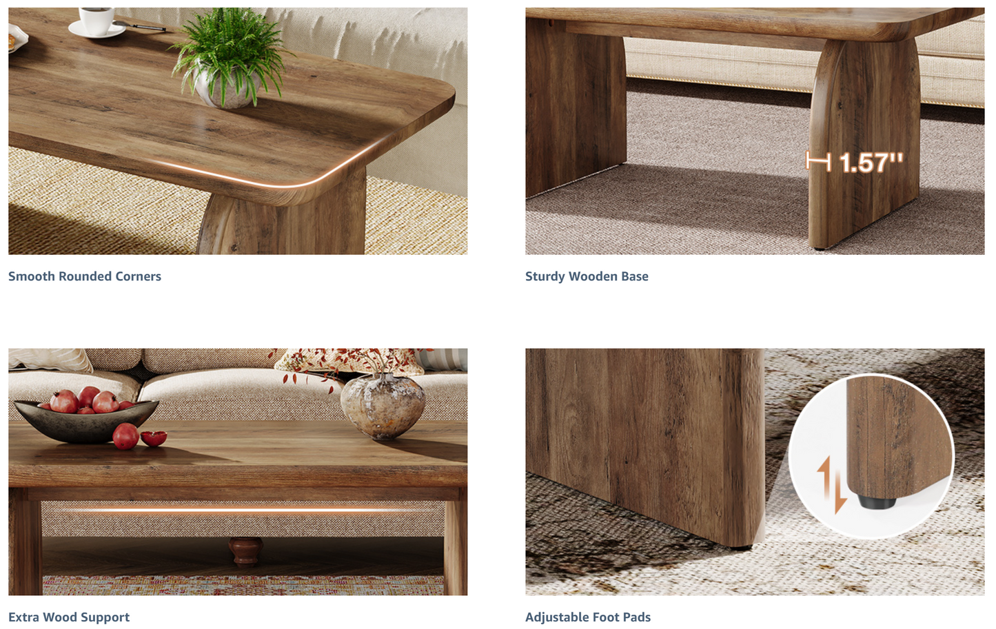 47" Rustic Brown Rectangle Coffee Table