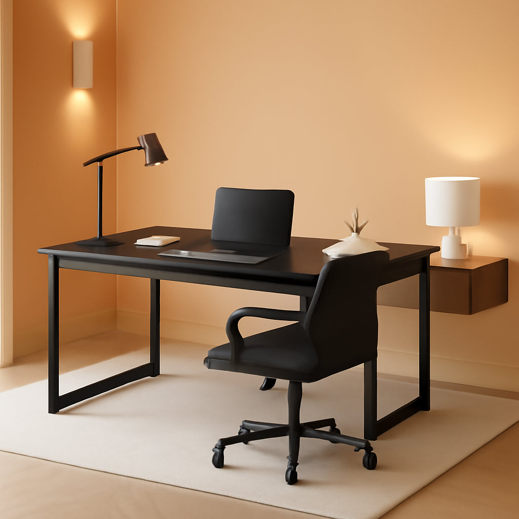 70.8 Inch Executive Desk Vintage Grey Black Large Office Computer Desk