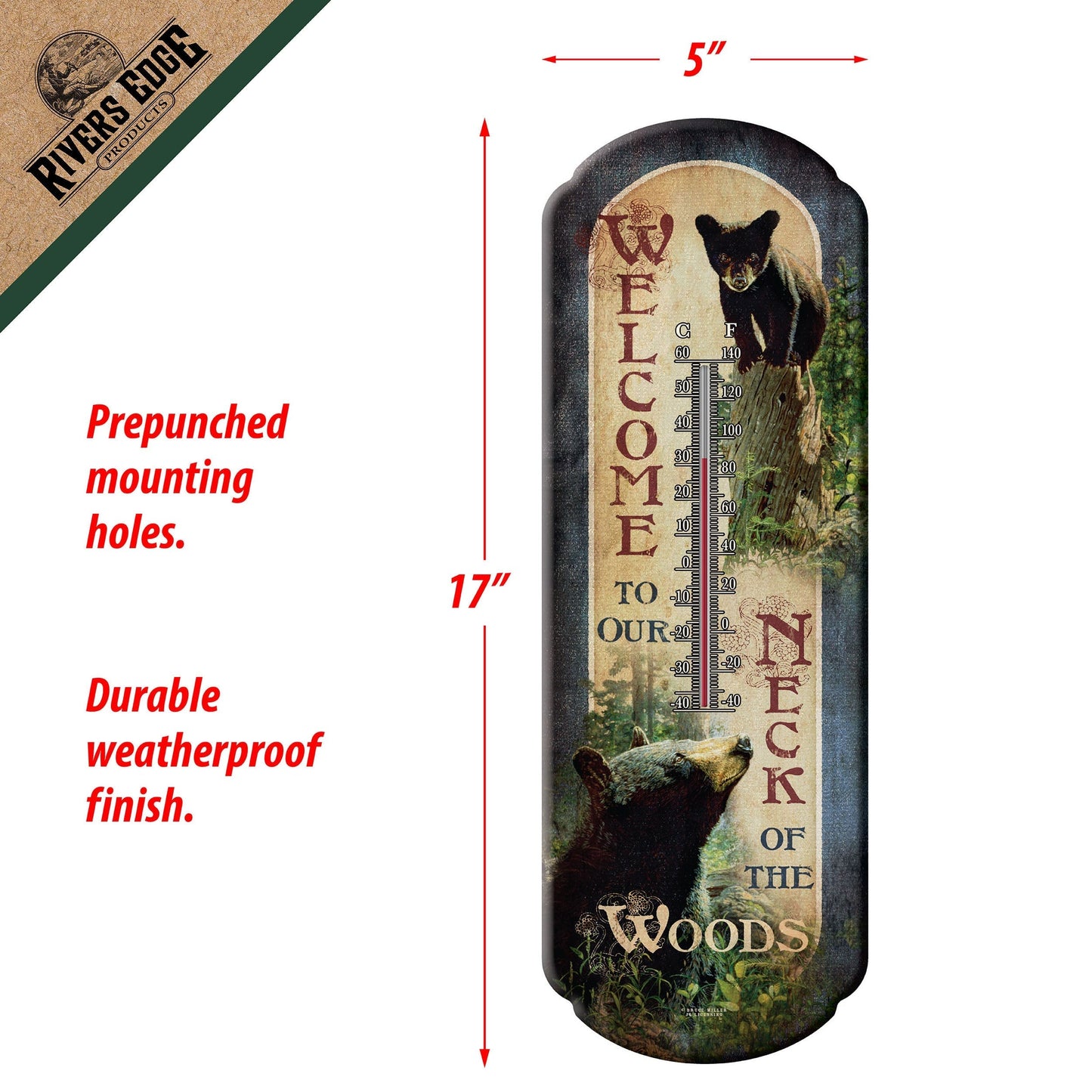 Tin Thermometer-Bear Welcome