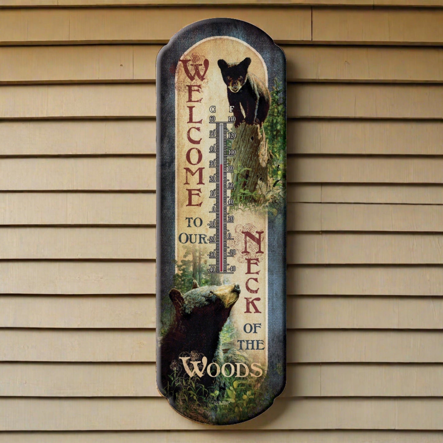 Tin Thermometer-Bear Welcome