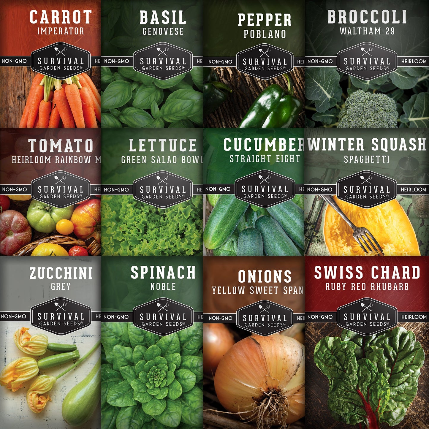 12 Vegetable Seed Collection – Heirloom Non-GMO Garden Vegetables & Herbs for Home Growing